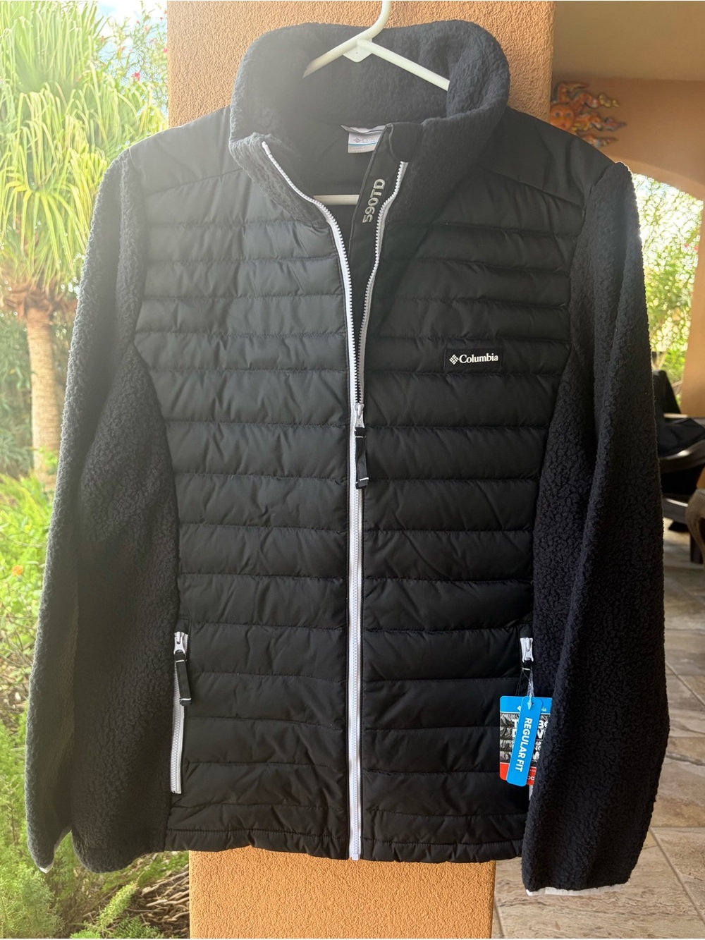 NWT COLUMBIA  Black Quilted Front Sherpa Black Juniper Peak TurboDown Jacket L